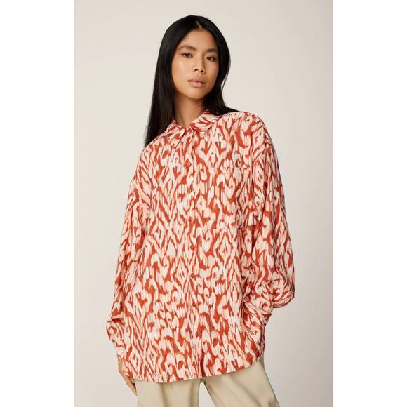 MSCH Moss Copenhagen Orlena Ladonna Printed Button Down Blouse - M - Picture 1 of 9